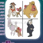 Disney Oliver Company Dodger Rita Georgette Poodle Bulldog Character Sykes Villain Designs - Filled Embroidery Design - Instant Download