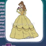 Beautiful Belle Princess yellow ball gown rose embroidery designs - Instant Download