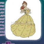 Belle Disney Princess Yellow Ball Gown Rose Embroidery Designs - Instant Download