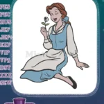 Dreamy Belle holding enchanted rose classic Disney princess embroidery designs - Instant Download