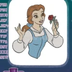 Belle Beauty and the Beast Princess with Red Rose embroidery designs - Instant Download
