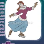 Elegant Belle Disney Princess Ice Skating Winter Embroidery Designs - Instant Download