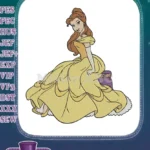 Disney Princess Belle Yellow Ball Gown Embroidery Designs - Instant Download