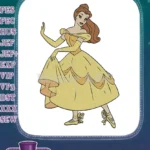 Elegant Belle Disney Princess Yellow Ball Gown Ballet Embroidery Designs - Instant Download
