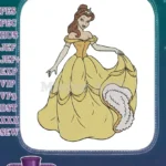Elegant Princess Belle Yellow Ball Gown Embroidery Designs - Instant Download