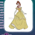 Princess Belle Yellow Ball Gown Character Embroidery Designs - Instant Download