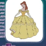 Beautiful Princess Belle yellow ball gown character embroidery designs - Instant Download