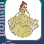Belle Princess Beauty Beast Yellow Gown Elegant Embroidery Designs - Instant Download
