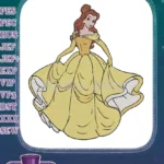 Enchanting Belle Princess Yellow Ball Gown Embroidery Designs - Instant Download