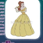 Princess Belle Brushing Hair Yellow Gown Embroidery Designs - Instant Download