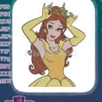 Elegant Disney Princess Belle with Crown Embroidery Designs - Instant Download