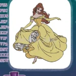 Dancing Princess Belle in Yellow Ball Gown Embroidery Designs - Instant Download