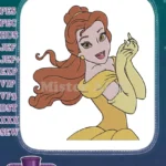 Beautiful Princess Belle with Yellow Gown and Gloves embroidery designs - Instant Download