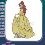 Beautiful Princess Belle in Yellow Ball Gown embroidery designs - Instant Download