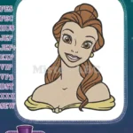 Smiling Princess Belle Beauty and the Beast portrait embroidery designs - Instant Download