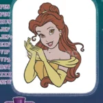 Smiling Princess Belle yellow dress Disney character embroidery designs - Instant Download