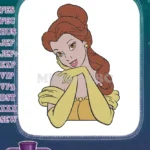 Beautiful Princess Belle with Golden Gown Embroidery Designs - Instant Download