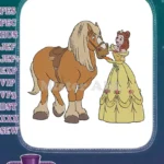 Belle and Philippe horse feeding fairytale embroidery designs - Instant Download