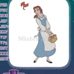 Belle with Red Dragon Embroidery Designs for Fairytale Fans - Instant Download
