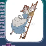 Disney Princess Belle climbing ladder with basket embroidery designs - Instant Download