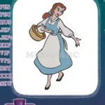 Beauty and the Beast Belle blue dress basket embroidery designs - Instant Download