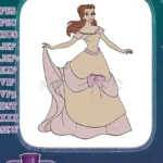 Elegant Princess Belle Character Gown Embroidery Designs - Instant Download