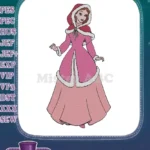 Elegant Princess Belle Pink Winter Coat Embroidery Designs - Instant Download