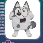 Muffin Heeler with shocked face Bluey embroidery designs - Instant Download