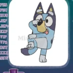 Bluey Heeler doing a silly dancing pose embroidery designs - Instant Download