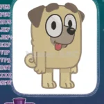 Happy Terrier pug dog with tongue out embroidery designs - Instant Download