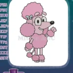 Coco the pink poodle smiling happily character embroidery designs - Instant Download