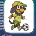 Snickers the dachshund playing soccer game embroidery designs - Instant Download