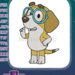Worried Honey the beagle with glasses on embroidery designs - Instant Download