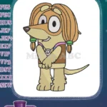 Shy Indy the Afghan Hound with pigtails embroidery designs - Instant Download