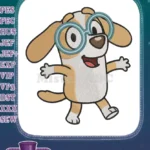 Honey the beagle with glasses running excitedly embroidery designs - Instant Download