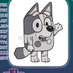 Muffin Heeler with a happy smiling wave embroidery designs - Instant Download