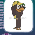 Snickers dachshund with hat and big glasses embroidery designs - Instant Download