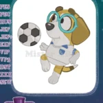 Honey the beagle kicking a soccer ball embroidery designs - Instant Download