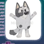 Muffin Heeler pointing finger character pose embroidery designs - Instant Download
